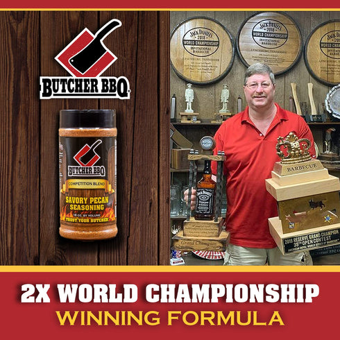 Butcher BBQ Savory Pecan Seasoning Barbeque Rub Spices - Gluten Free, World Championship Winning Formula