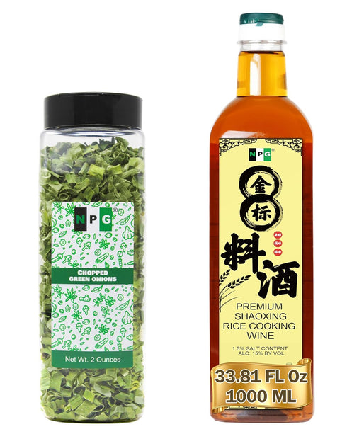 NPG Freeze Dried Chopped Green Onions 2 Oz, and Shaoxing Cooking Wine
