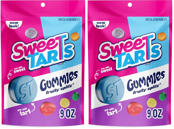 SweeTARTS Gummies Fruity Splitz, Candy, Sweet and Tart, Resealable Bag, 9 oz