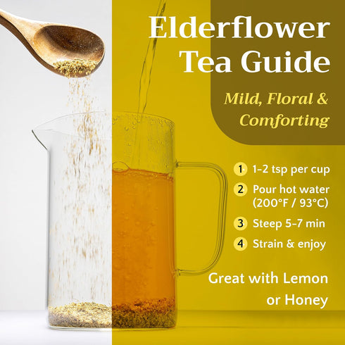 2 lb (32 oz) Dried Elderflower Tea - Natural Elder Flowers Herbs Loose Leaf - Wildcrafted Elder Flower Herb Cut
