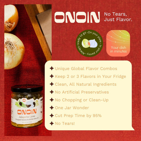 100% 9 oz (Pack 2) ONOIN Chopped Onions in Olive Oil - Seed Oil Free & Ready-to-Use Flavor Base & Topping | Jalapeno