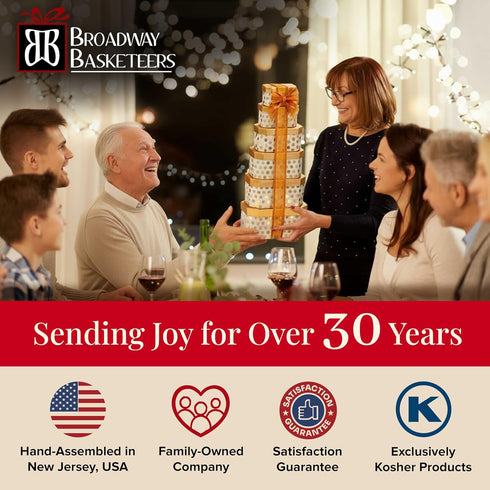 Set Broadway Basketeers Thank You Gift Tower Gourmet Chocolate Cookies & Sweets Snack Tower Thank You Gift Box