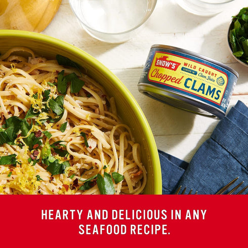 6.5 oz (Pack 6) 5g 99% Snow's Wild Caught Chopped Clams Canned, Can of - Protein Per Serving - Keto Friendly, Fat Free
