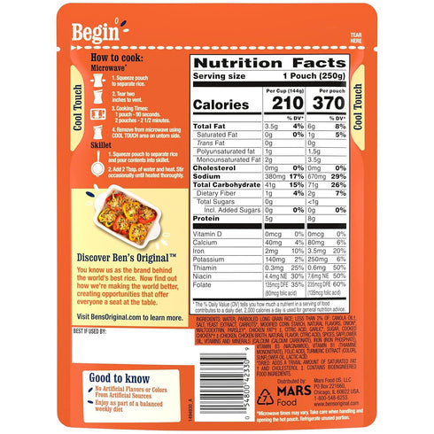 8.8 oz (Pack 12) BEN'S ORIGINAL Ready Rice Roasted Chicken Flavored Rice, Easy Dinner Side, Pouch