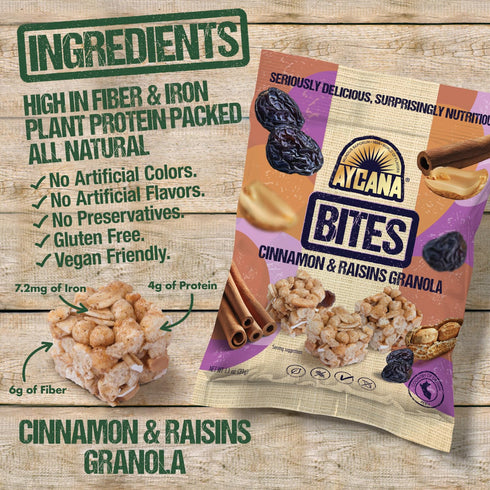 Pack, 12 Aycana Fuel Cubes Selection Box Granola Bites Cocoa & Nuts, Dulce de Leche, Cinnamon & Raisins Gluten-Free