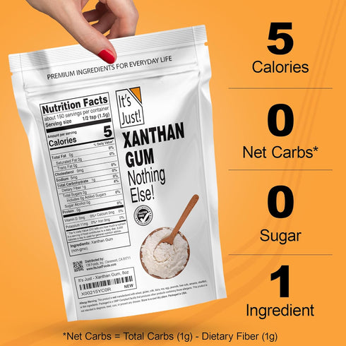 It's Just Xanthan Gum, 8oz, Gluten Free, Keto Baking Thickener for Sauces, Soups, Dressings