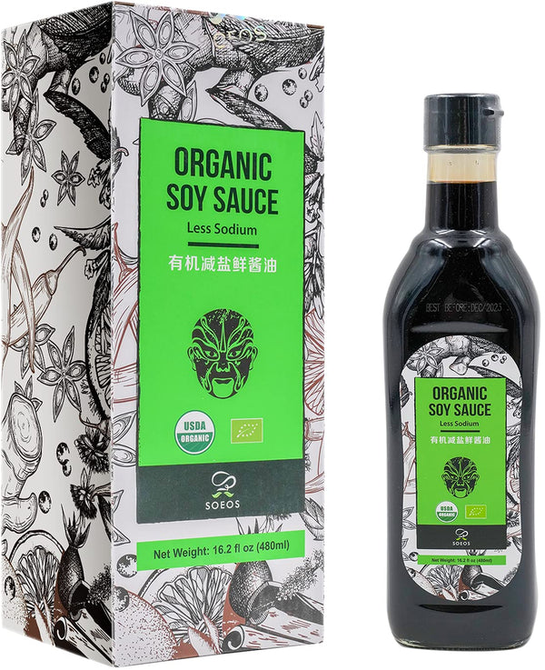Organic Low Sodium Soy Sauce, Soeos, 16.2oz, USDA Organic, Naturally Brewed