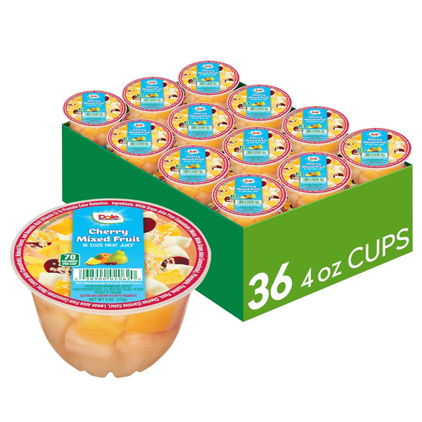 Dole Fruit Bowls Cherry Mixed Fruit in 100% Juice Snacks, 4oz 36