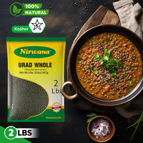 32 oz Black Matpe Beans (Urad Whole) Whole Urad Beans for Curries, Dal & Everyday Cooking Pantry Staple