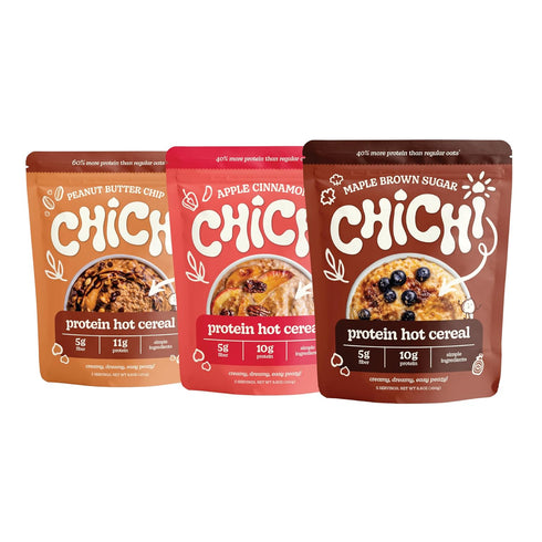ChiChi Protein Hot Cereal | Apple Cinnamon, Maple Brown Sugar, Peanut Butter