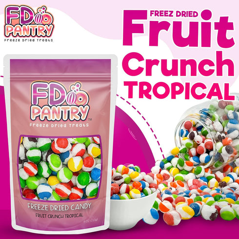 4 oz, Freeze-Dried Candy Fruit Crunch Tropical, Assorted Variety Flavors, Bag Pouch, Ideal Gift Snack