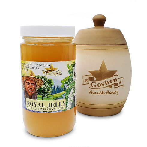 25g Country, 454g/16Oz Goshen Honey Raw Royal Jelly Honey - With of Royal Jelly - Unfiltered - Unprocessed - Pure