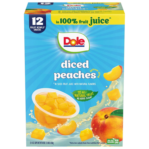 Dole Diced Peaches in 100% Juice - Dole Fruit Bowls Snacks -