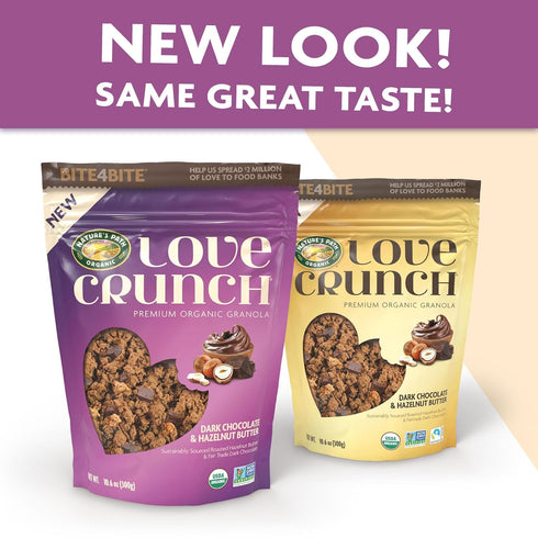 Pouch,10.6 (Pack 2) Love Crunch Organic Dark Chocolate and Hazelnut Butter Granola Ounce