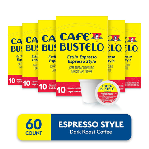 10 Count (Pack 6) Caf Bustelo Espresso Style Dark Roast, Single Serve Coffee Pods