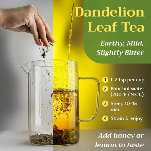 1lb (16 oz) Natural Dandelion Leaf Herb Tea - Cut and Sifted Dried Leaves - Loose Herbal Bulk
