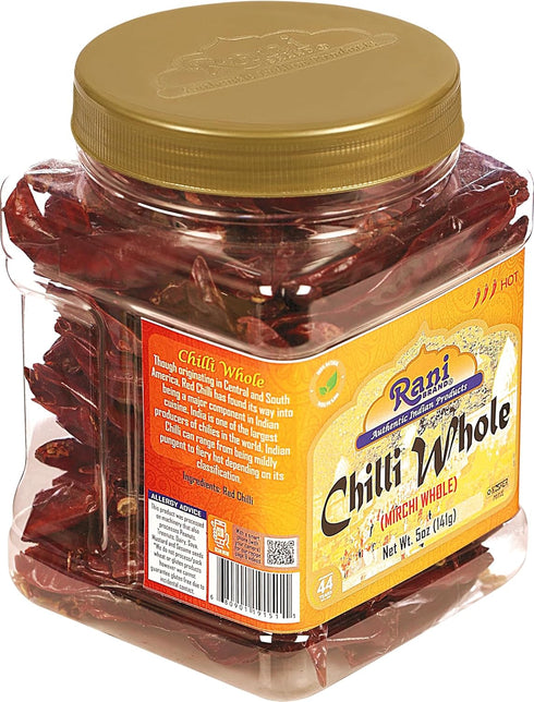 Rani Chilli Whole (Lal Mirch Sabut), 5oz (141g) PET Jar - All Natural, Vegan, Gluten Friendly