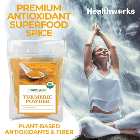 Healthworks Superfoods Organic Turmeric Powder - 8 Oz - Raw Ground Organic, Curcumin, Keto, Paleo, Vegan, Non-GMO