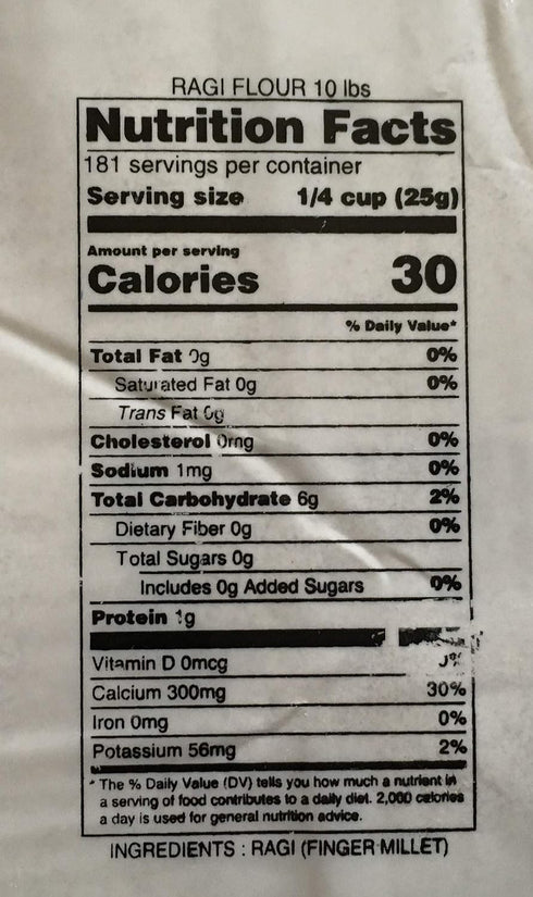 10 Lbs., 4.54 Swad Ragi (Finger Millet) Flour - Kg.