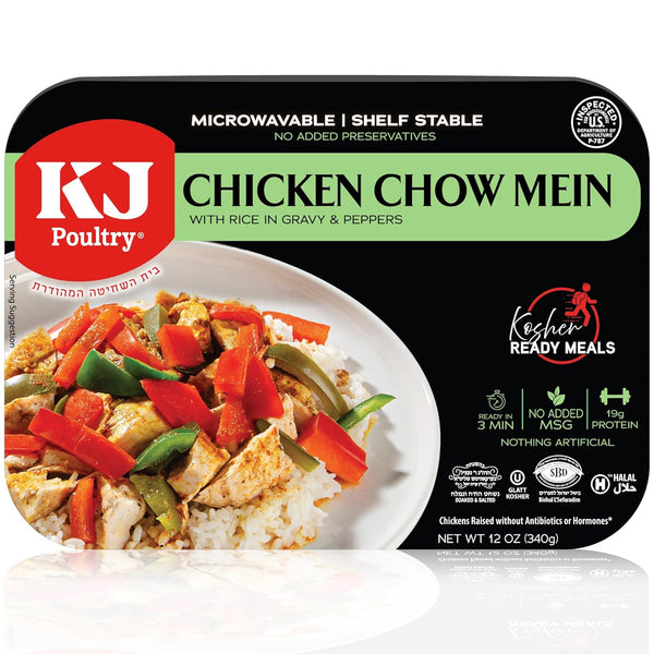 KJ Poultry Kosher Ready Meals - Chicken Chow Mein, MRE Meat Meals