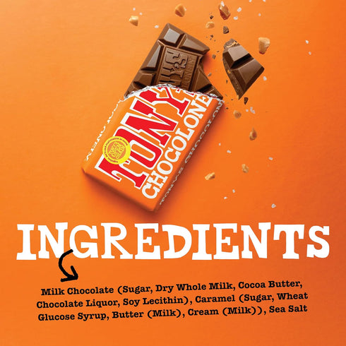Tony’s Chocolonely Belgian Milk Chocolate Candy Bar, Caramel & Sea Salt, 6.35 Oz, Fairtrade Cocoa