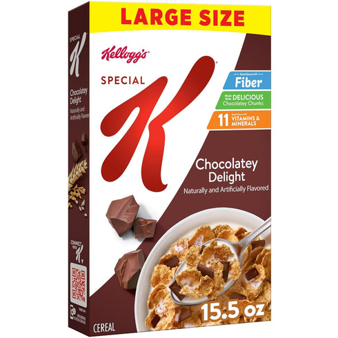 Kellogg's Special K Chocolatey Delight Breakfast Cereal, Good Source of Fiber, Large