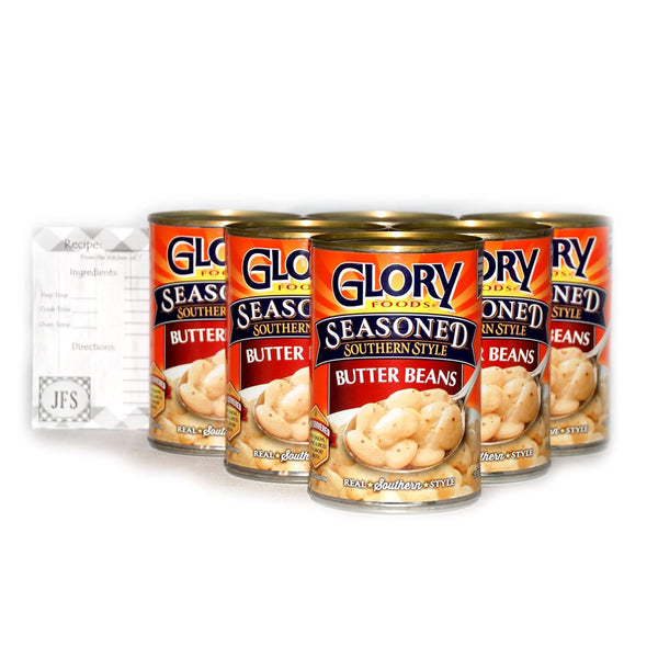 JFS Glory Seasoned Butter Beans - 14.5 Oz Cans (Pack of 6)
