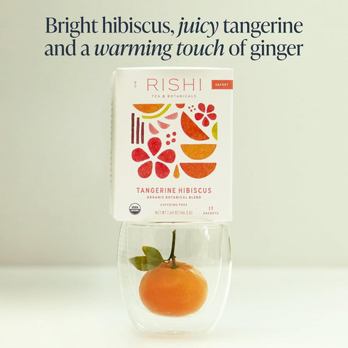 15 Count (Pack 1) Rishi Tea Tangerine Hibiscus Herbal Tea - Organic, Caffeine Free Sachet Bags, Hibiscus Botanical