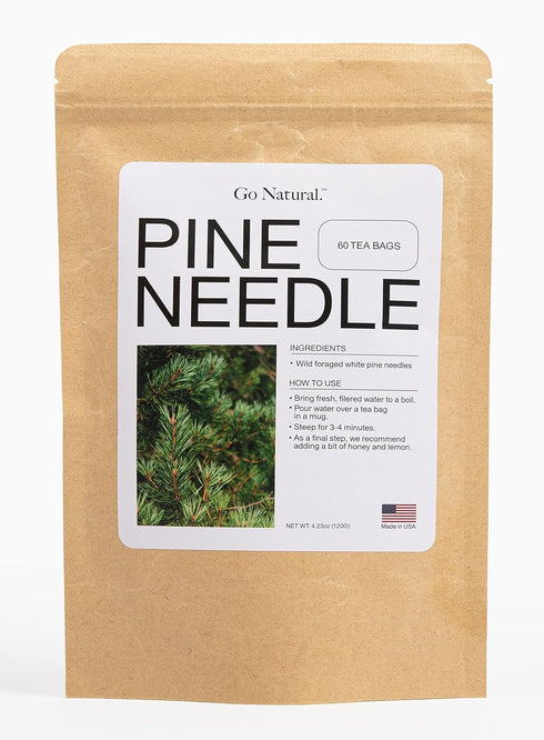 Go Natural. Pine needle tea, wild-foraged in the USA, picked from northern white pines