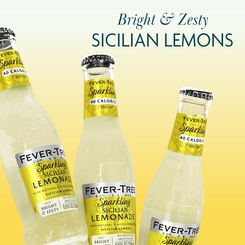 6.8 oz Pack 4 Fever-Tree Sparkling Sicilian Lemonade Premium Soda Mixer for Cocktails and Mocktails, fl Bottles