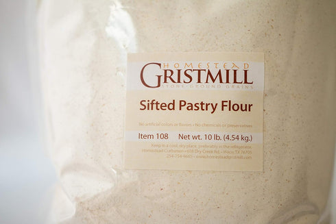 Homestead Gristmill Non-GMO, Chemical-Free, All-Natural, Stone-ground Sifted Pastry Flour (10 lb), Artisanally