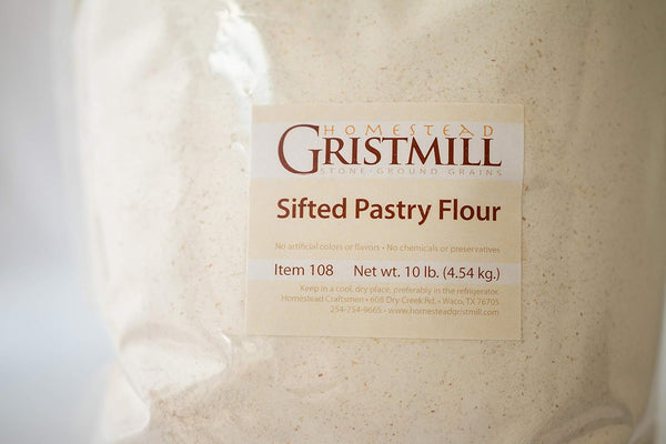 Homestead Gristmill Non-GMO, Chemical-Free, All-Natural, Stone-ground Sifted Pastry Flour (10 lb), Artisanally