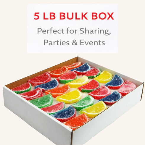 5lb Gummy Assorted Fruit Slices Large Assorted Sugar Candy - Bulk Box, Traditional Old Fashioned Chewy Sweet