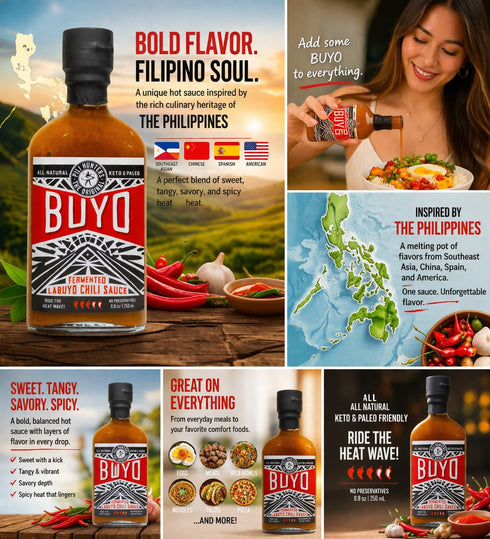 (8.8 oz Pili Hunters - Buyo, Fermented Chili Hot Sauce bottle) Gourmet Whole Food Ingredients, No Preservatives, Gluten