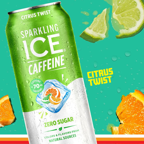 Vitamins,16 oz (Pack 12) Sparkling Ice Caffeine Citrus Twist Sparkling Water with Caffeine, Zero Sugar