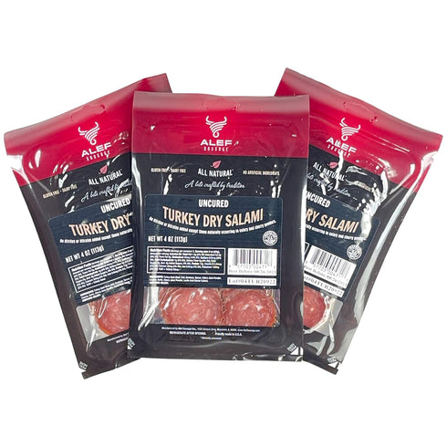ALEF Uncured All Natural Turkey Dry Salami ( 3 packages 4 oz. each)NITRATE