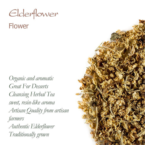 Organic Elderflower Tea - Dried Elder Flowers Herbal Tea, Sambacus Blossoms