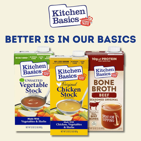 32 oz (Pack 12) Kitchen Basics Unsalted Vegetable Stock, of For Delicious Dishes and Enhanced Flavors, Great