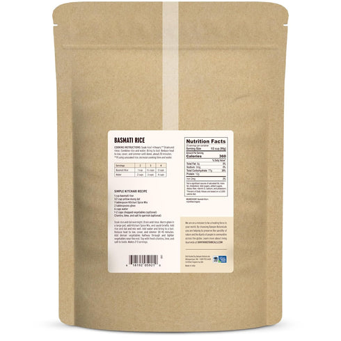 5 lbs Banyan Botanicals White Basmati Rice Organic & Pure Basmati Rice for Cooking Healthy Meals and Making Kitchari