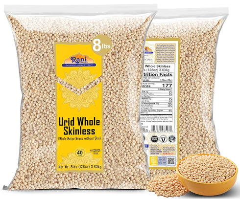 128oz (8lbs) 3.63kg Rani Urid/Urad Gota White (Matpe Beans Skinless) Indian Lentils Bulk ~ All Natural | Gluten