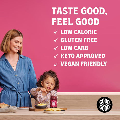 12oz 330g (Pack 2) GOOD GOOD Cherry Jam - No Added Sugar - Low Calorie - Gluten Free and Vegan - Diabetic and Keto