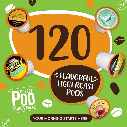 Packs 2.0 Pack, 120 Count (Pack 1) Coffee Pod Variety Light Roast Sampler, Assorted, Compatible with K-Cup Brewers
