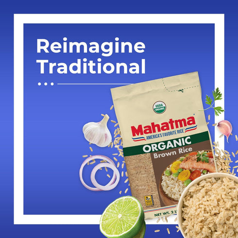 2-Pound 20 1 Mahatma Organic Brown Rice, Bag of Rice, Microwave Rice in Minutes or Cook on Stovetop in Hour