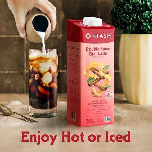 32 oz, 5 (Pack 6) STASH Double Spice Chai Latte - Dairy Free Plant Based Tea Concentrate - Caffeinated - fl Servings