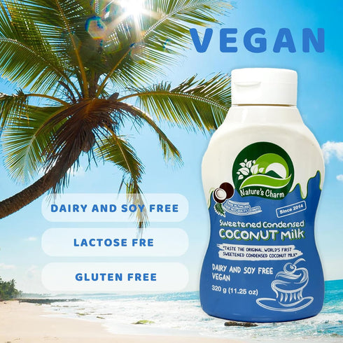 KC Commerce Calcum-11.25 (Pack 6) (6) Nature's Charm Sweetened Condensed Coconut Milk, NEW Squeeze Bottle , Dairy