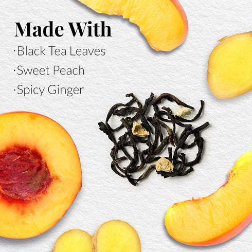 1 lb 200 The Republic of Tea Ginger Peach Black Full-Leaf Loose Tea Bag | Steeps Cups | Caffeinated