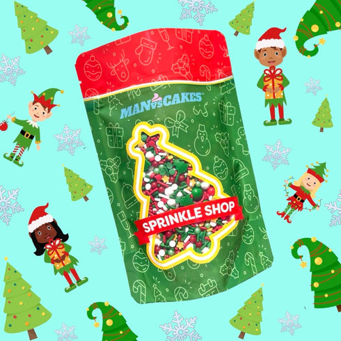Elfin Around Christmas Sprinkle Medley | Holiday Cookie & Cake Sprinkles | 8 Ounce Bag | Manvscakes