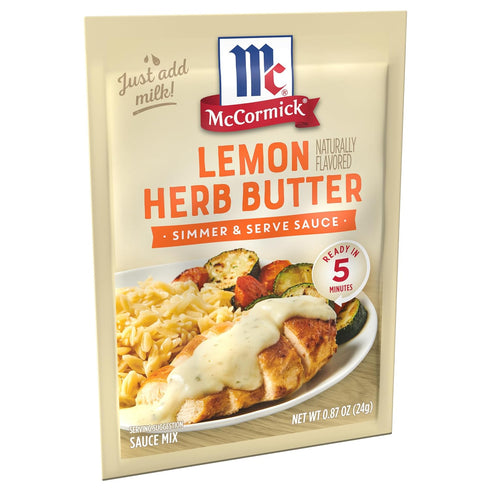McCormick Lemon Herb Butter Simmer & Serve Sauce Mix, 0.87 oz, Pack of 12