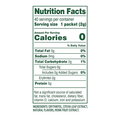 Whole Earth Sweetener Co. NATURE SWEET Stevia & Monk Fruit Sweetener, 40-Count Sugar Substitute