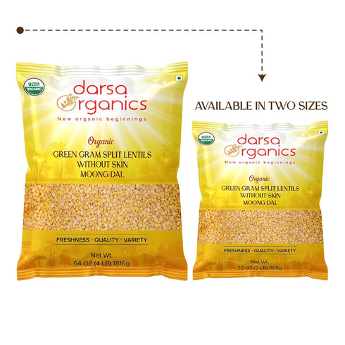 (2lb) Darsa Organics Yellow Moong Dal - USDA Organic Split Yellow Mung Beans - Premium Dry Lentils for Khichdi, Soup